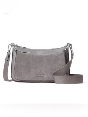 Kate Spade Duet Suede Small Crossbody | Hare Grey | Style KM147